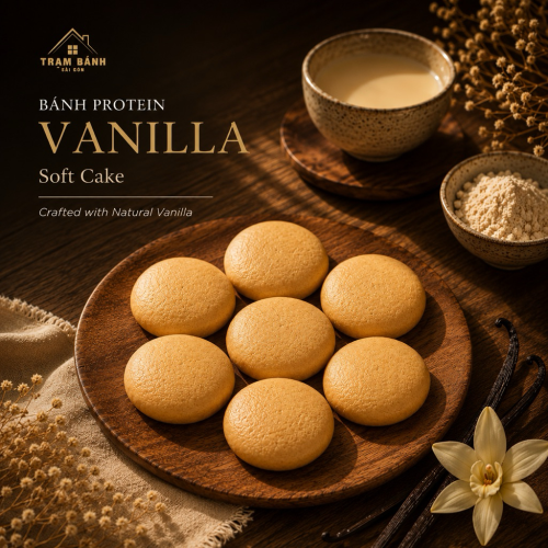 Bánh Protein Vanilla – Thơm Dịu Vani, Mềm Ẩm, Ít Ngọt, Phù Hợp Với Người Tập Luyện, Bận Rộn, Lành Mạnh, Healthy