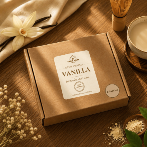 Bánh Protein Vanilla – Thơm Dịu Vani, Mềm Ẩm, Ít Ngọt, Phù Hợp Với Người Tập Luyện, Bận Rộn, Lành Mạnh, Healthy