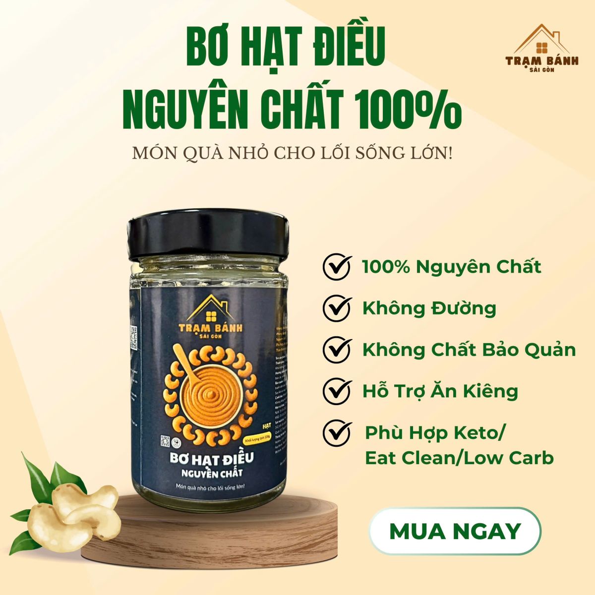 Bơ Hạt Điều Nguyên Chất 